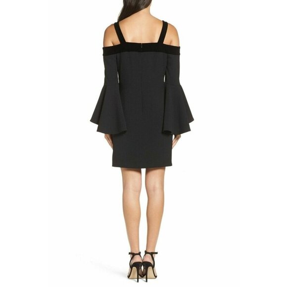 Chelsea28 Women's Bell Sleeve Cold Shoulder Crepe Shift Dress Size 6 - Picture 6 of 12